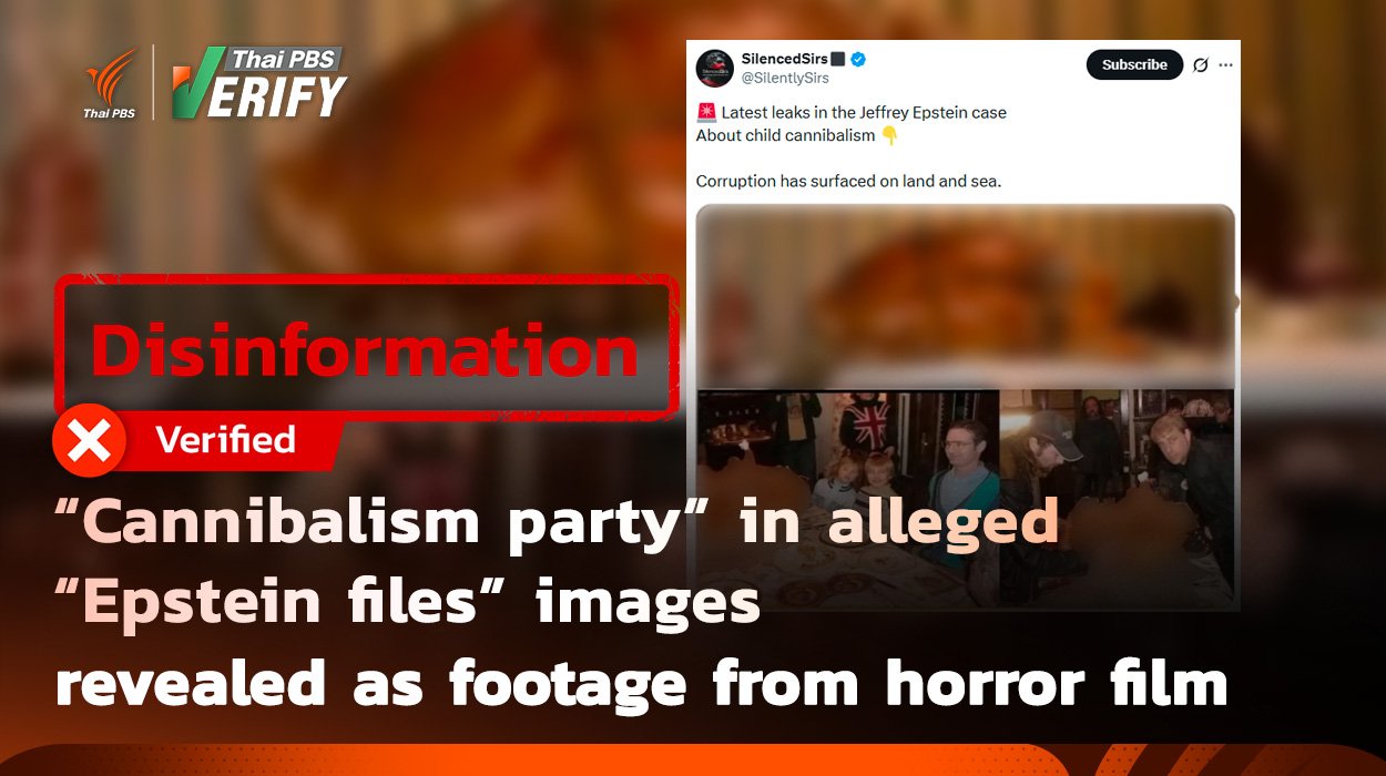 “Cannibalism party” in alleged “Epstein files” images revealed as footage from horror film