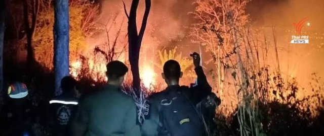 No chopper crash, but forest fires on a mountain in Rayong No chopper crash, but forest fires on a mountain in Rayong