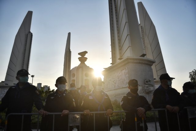 Protest groups converge on Democracy Monument