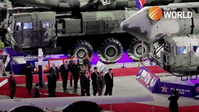North Korea's Kim shows off banned missiles to Russian minister