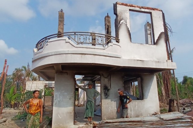 Battered, empty Myanmar town shows price of victory against junta
