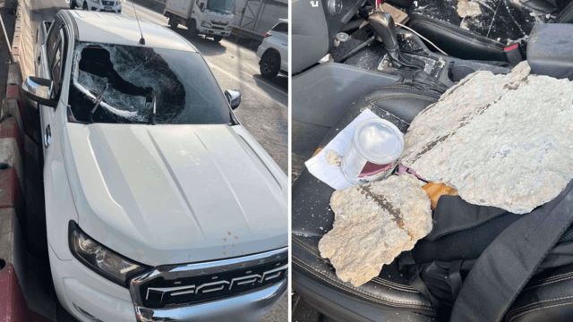 Driver injured by cement block falling from Rama 2 expressway construction Driver injured by cement block falling from Rama 2 expressway construction