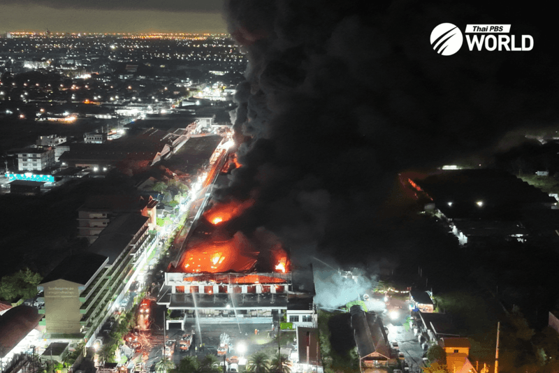Massive blaze in furniture warehouse in Bangkok's Lad Krabang area