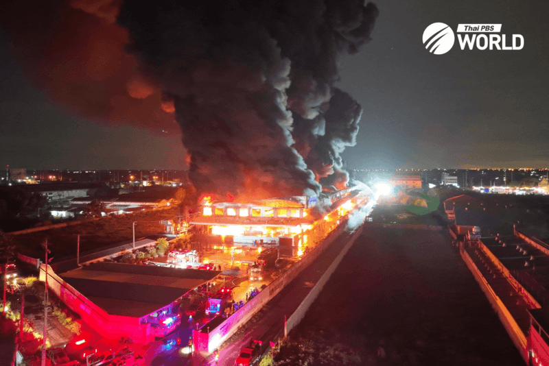 Massive blaze in furniture warehouse in Bangkok's Lad Krabang area
