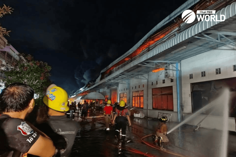 Massive blaze in furniture warehouse in Bangkok's Lad Krabang area