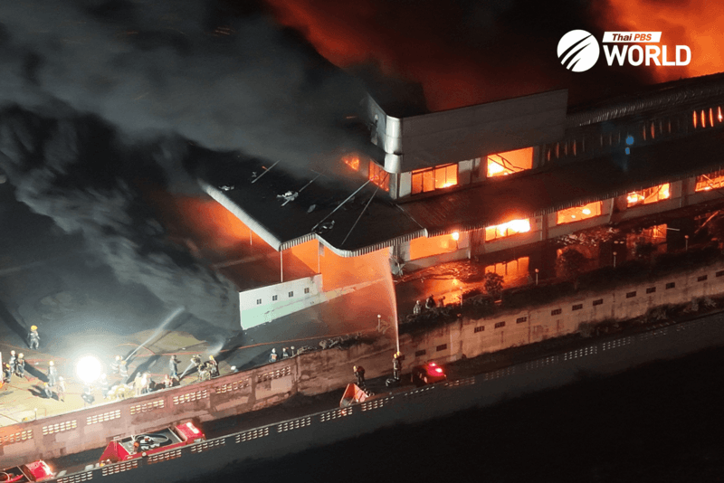 Massive blaze in furniture warehouse in Bangkok's Lad Krabang area