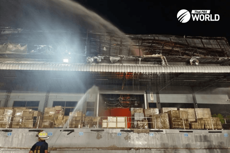 Massive blaze in furniture warehouse in Bangkok's Lad Krabang area