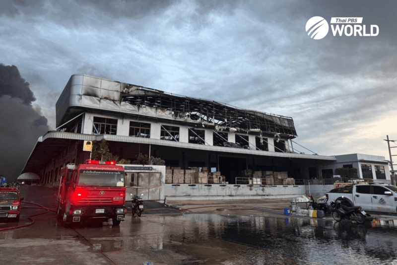 Massive blaze in furniture warehouse in Bangkok's Lad Krabang area