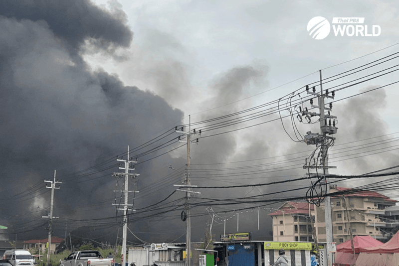 Massive blaze in furniture warehouse in Bangkok's Lad Krabang area