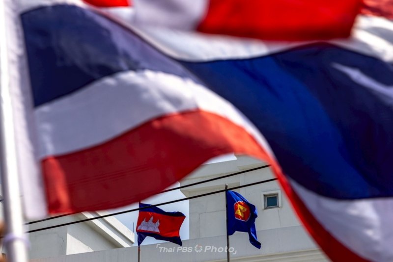 Protest near the Cambodian Embassy in Bangkok