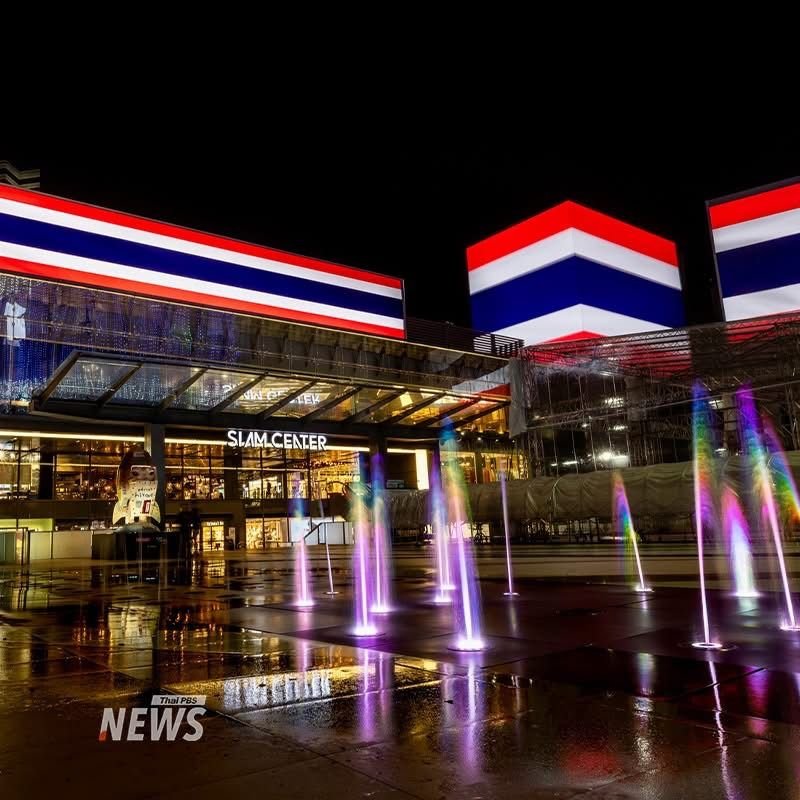Bangkok buildings light up in colours of Thai national flags