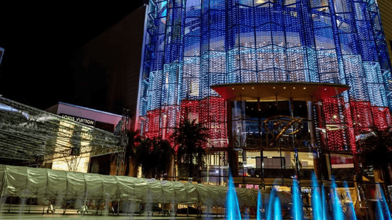 Bangkok buildings light up in colours of Thai national flags