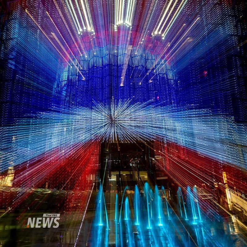 Bangkok buildings light up in colours of Thai national flags