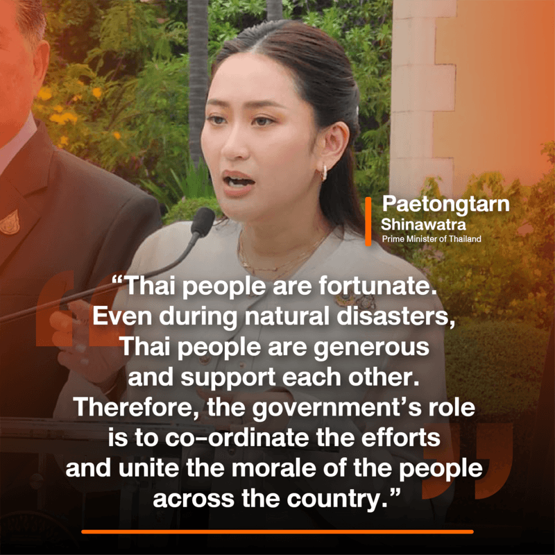 PM Paetongtarn's comment on September 20 regarding the severe flooding in Thailand.