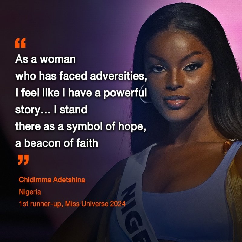 Nigeria's Chidimma Adetshina at the Miss Universe 2024 competition