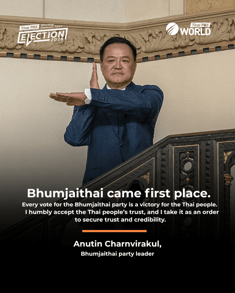 Anutin Charnvirakul, Bhumjaithai party leader, commented on the general election after the party got the most seat in the house.