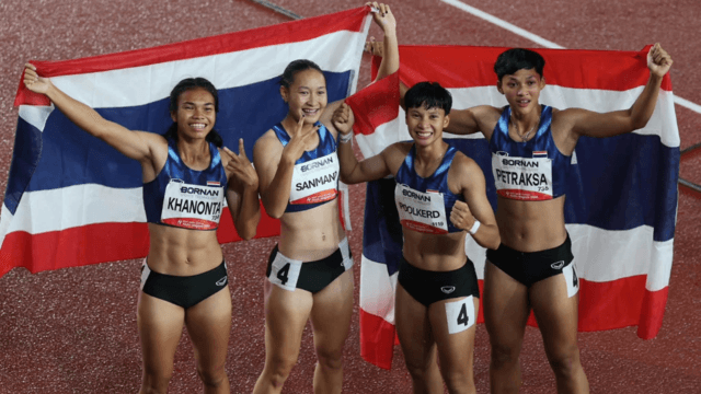 Thai women win 4x100m silver as Kunlavut reaches historic Asian Games final