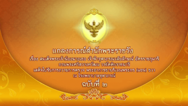 Princess Chulabhorn recovers from surgery and is discharged from hospital Princess Chulabhorn recovers from surgery and is discharged from hospital