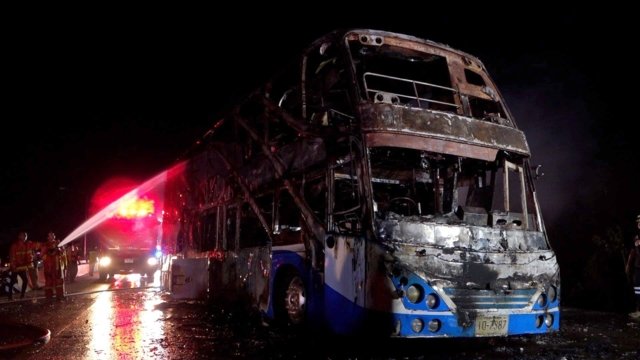 Five people die in tour bus blaze in Khon Kaen province Five people die in tour bus blaze in Khon Kaen province