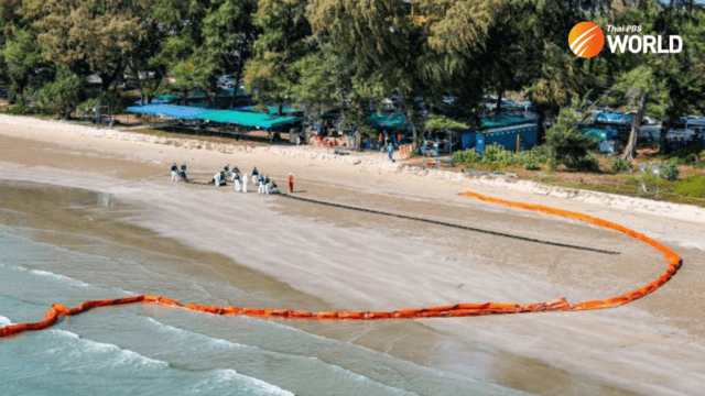Red flags flown at Mae Ram Phueng beach as oil pollutant levels exceed limits Red flags flown at Mae Ram Phueng beach as oil pollutant levels exceed limits
