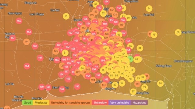 Worsening air pollution in Bangkok today Worsening air pollution in Bangkok today