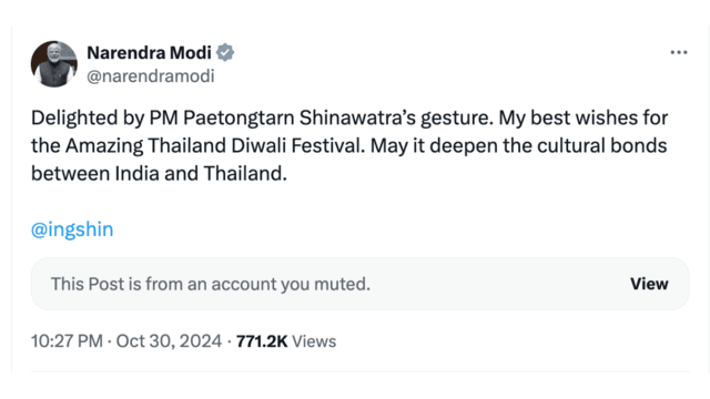 India’s PM appreciates Thailand’s holding of Diwali event India’s PM appreciates Thailand’s holding of Diwali event