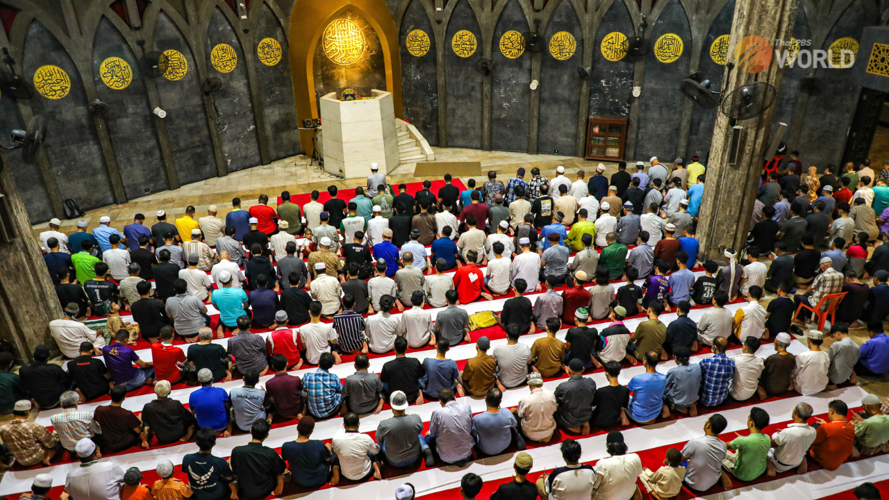 Thai Muslims perform the Taraweeh prayer during the holy month of Ramadan